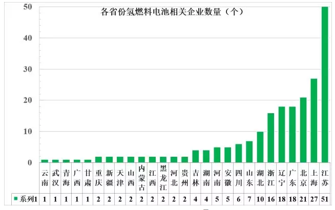 我国氢燃料电池企业现阶段发展概况图